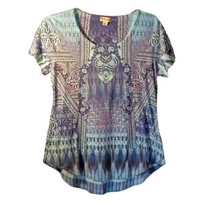 Unity‎ World Wear Women's Boho Style Blue Shirt Size SKUW299